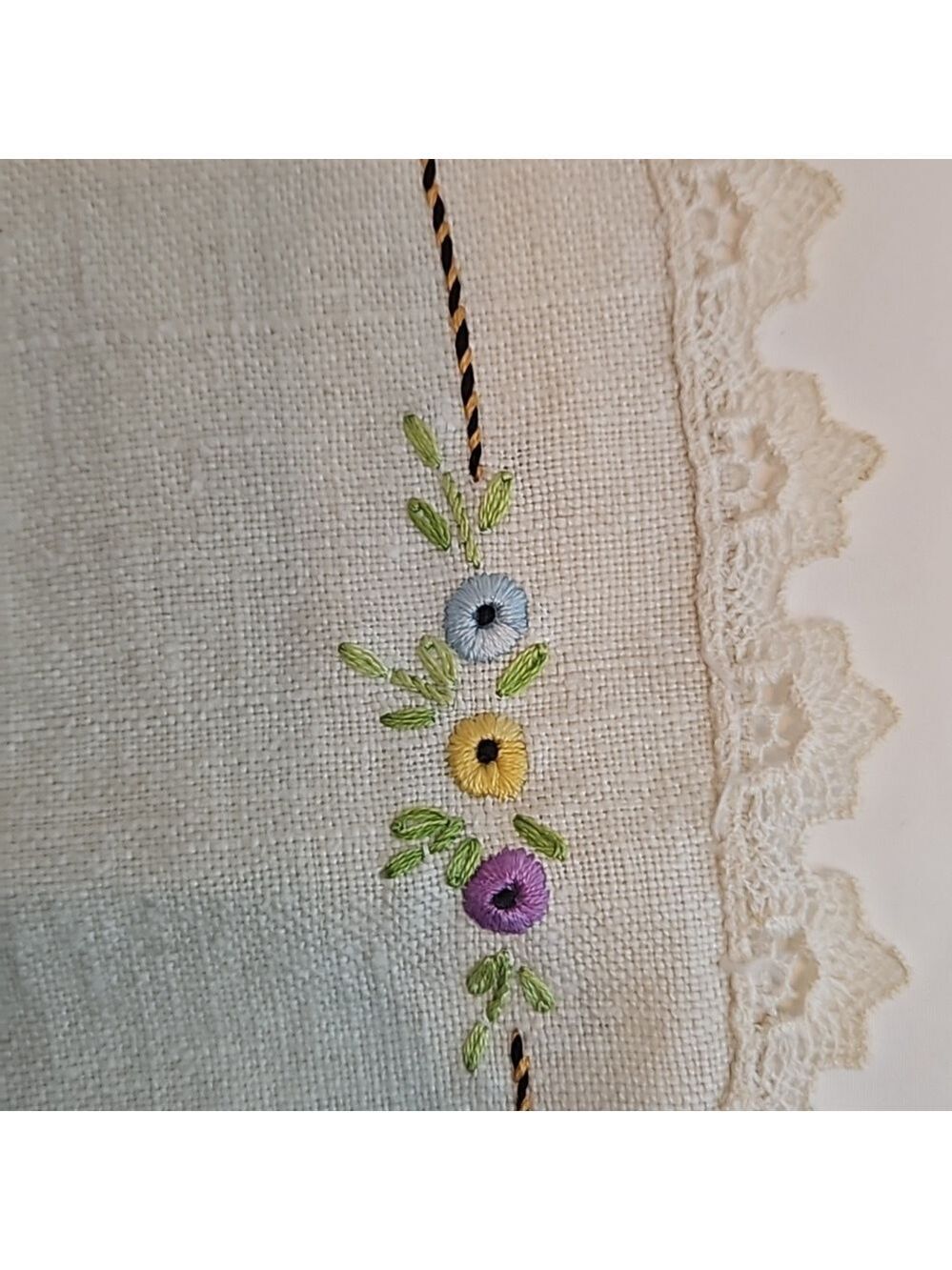 Vintage Hand Stitched Needlepoint Doily Oval Floral - Picture 8 of 17